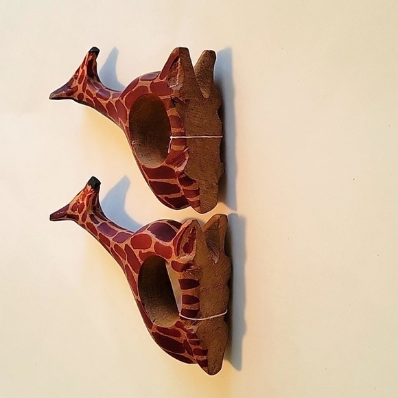 HAND CARVED WOODEN SAFARI ANIMAL NAPKIN HOLDER/ NAPKIN RING - Vintage - Picture 5 of 7
